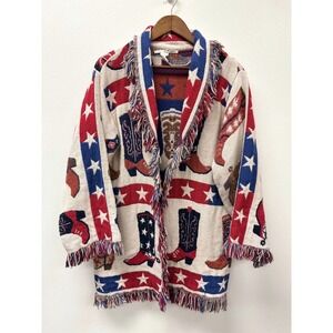 Vintage Western Plains Cowboy Boots‎ Blanket Coat OS